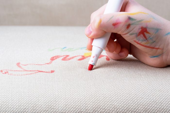 Unrecognizable Child Drawing Felttip Pens Carpet