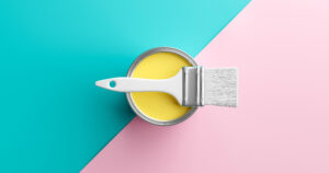 Abstract Background Pastel Color Paint Can Art Design Yellow Watercolor Creative Brush Decoration Wallpaper Colorful Pink Blue Paper With Minimal Summer Artistic Artwork Style 3D Rendering