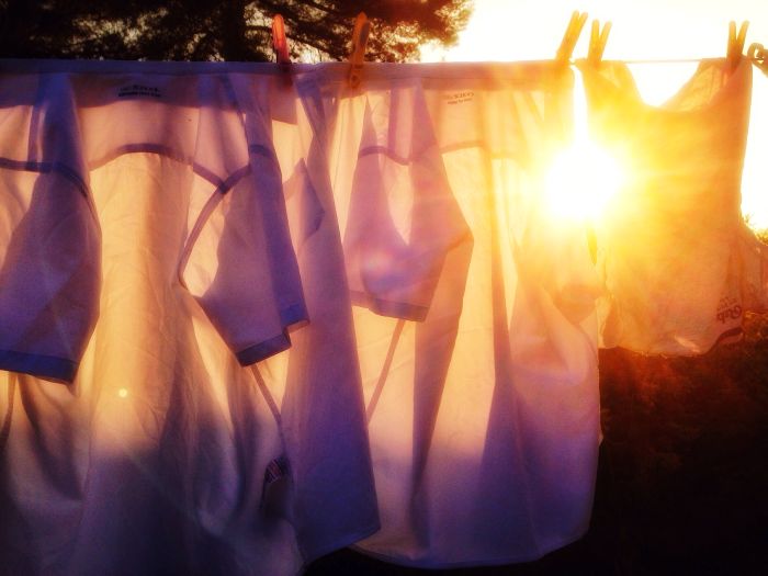 Close Up Clothes Drying Sunset