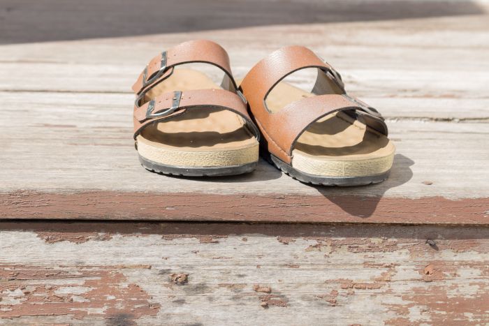 Leather Sandals Wooden Floor Man