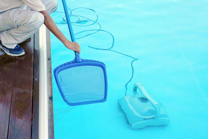Pool Cleaner His Work Cleaning Robot Cleaning Botton Swimming Pools