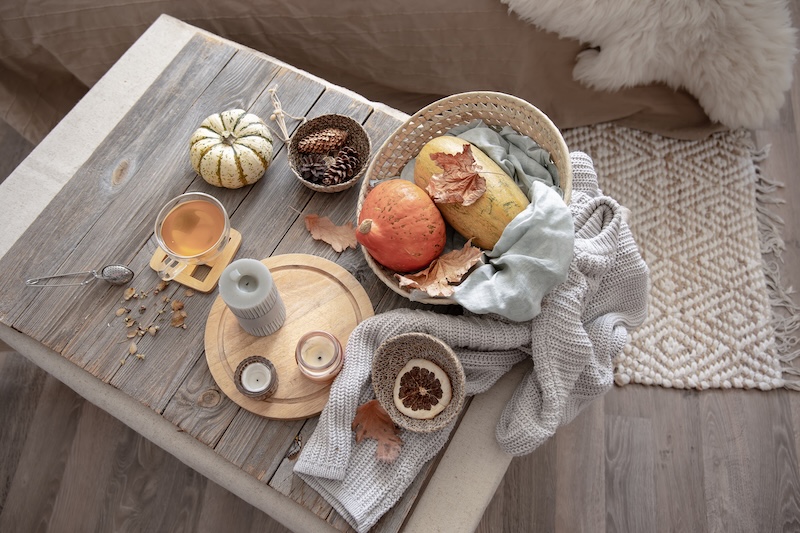 Details Home Autumn Decor Rustic Style Interior Room Top View