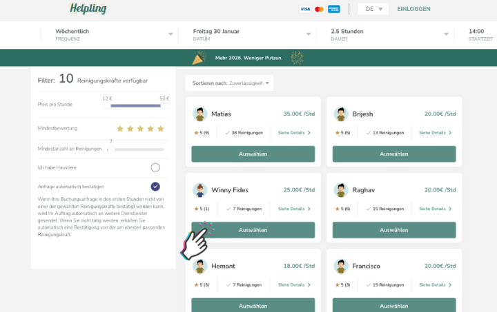 creenshot der Hotelwebsite, zeigt Buchungsoptionen und Informationen zu Zimmern und Annehmlichkeiten.