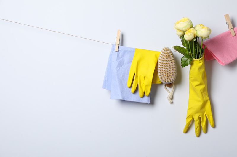 Rubber Gloves With Flowers Rope
