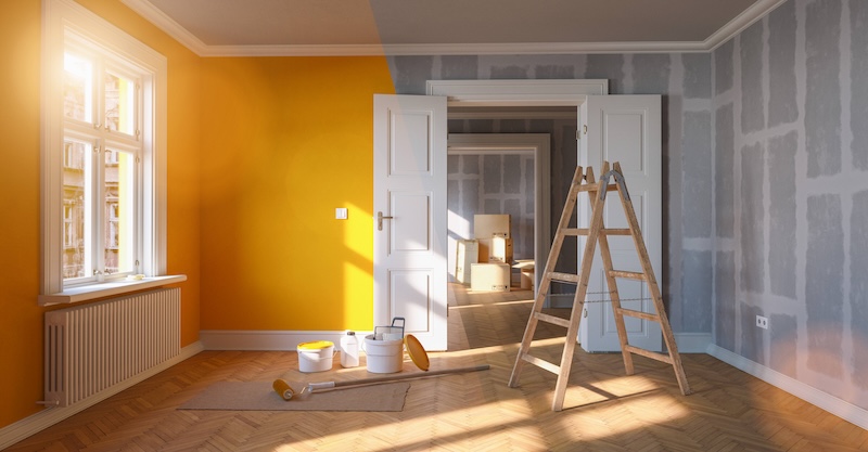 Painting Wall Yellow Room Before After Restoration Refurbishment