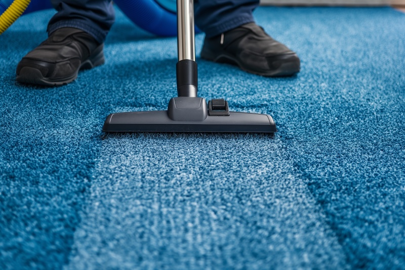 Person Cleaning Carpet With Vacuum Cleaner Cleaning Living Room